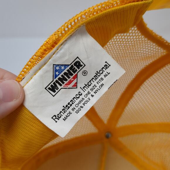 Sister Lakes Snapback Trucker Hat Yellow One Size Adjustable Mesh Back Winner - Picture 9 of 9